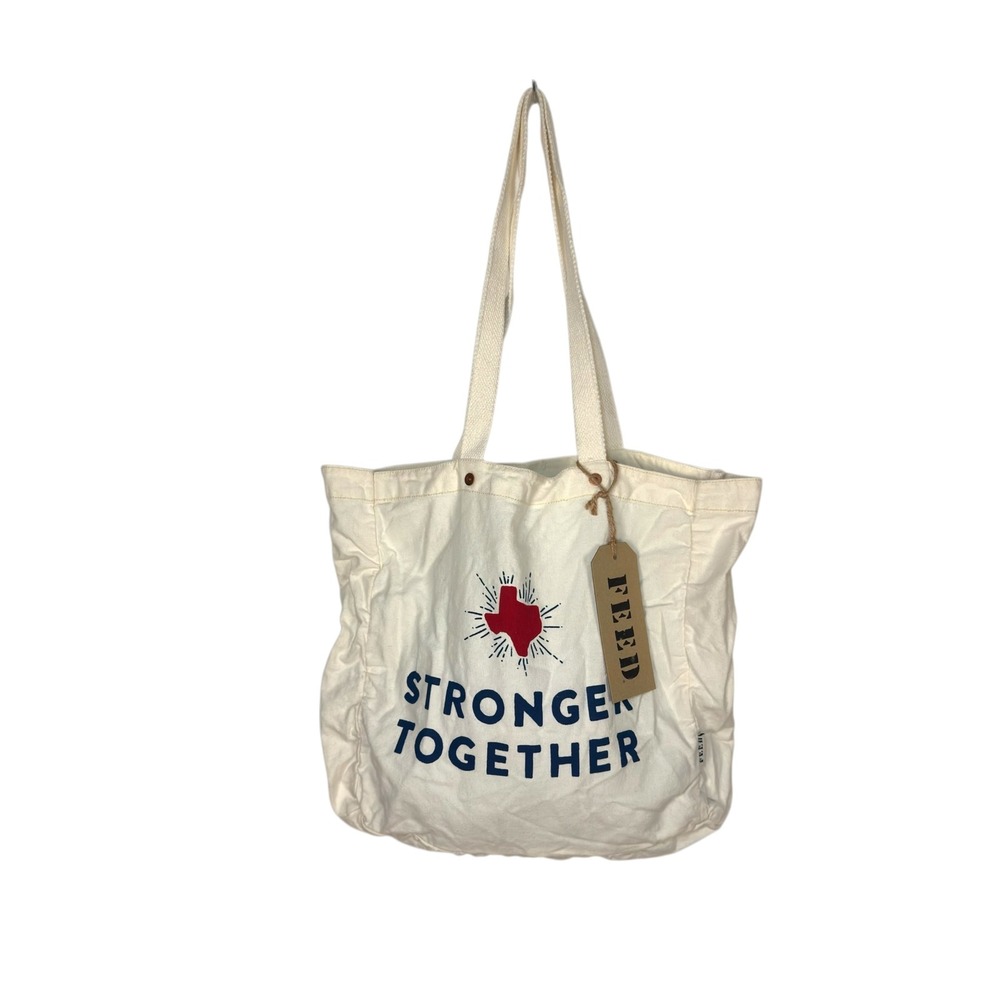 FEED Projects Tote Bag OS Cream Stronger Together Texas Canvas Graphic Aesthetic